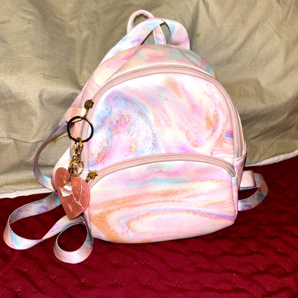 Luv Betsy by Betsey Johnson Pink Blue Pastel Marble Mini Backpack